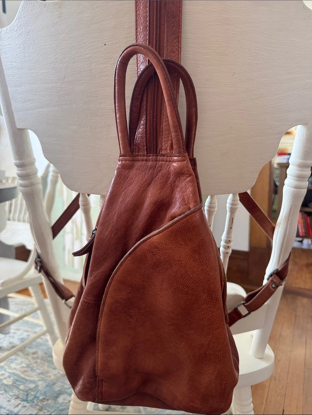 We the Free Brown Leather Sling Backpack